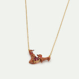 Les Néréides Loves Animals - Dachshund and Red Round Stone Statement Necklace