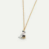 Les Néréides Loves Animals - Dalmatian and Black Round Faceted Glass Stone Pendant Necklace