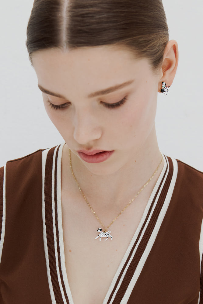 Les Néréides Loves Animals - Black and White Dalmatian Pendant Necklace