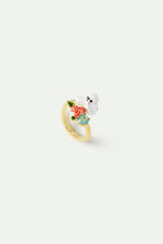 Les Néréides Loves Animals - Poodle Adjustable Ring with Pink Roses and a Blue Stone