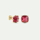 Dark Pink Diamantine Square Stone Post Earrings