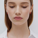 Dark Pink Diamantine Square Stone Post Earrings