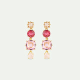 Gradient Pink Diamantine Clip-On Earrings with Four Stones