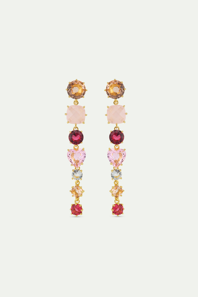 Gradient Pink Diamantine Dangle Post Earrings
