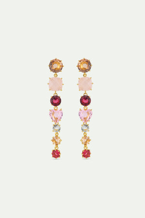 Gradient Pink Diamantine Dangle Post Earrings