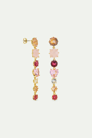 Gradient Pink Diamantine Dangle Post Earrings
