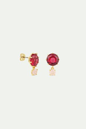 Two-Stone Light Pink and Dark Pink Diamantine Post Earrings