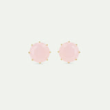 Light Pink Diamantine Round Stone Post Earrings