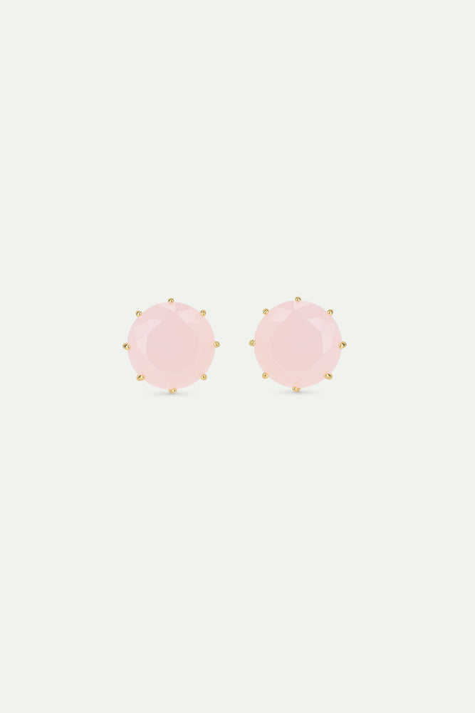 Light Pink Diamantine Round Stone Post Earrings