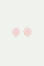 Light Pink Diamantine Round Stone Post Earrings
