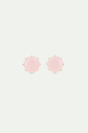 Light Pink Diamantine Round Stone Post Earrings