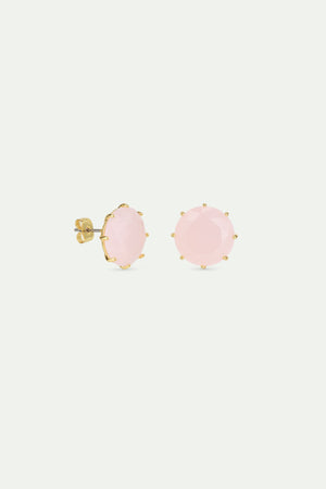 Light Pink Diamantine Round Stone Post Earrings