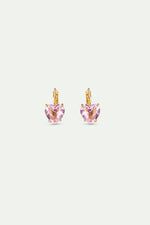 Light Pink Diamantine Heart-Shaped Sleeper Earrings