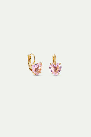 Light Pink Diamantine Heart-Shaped Sleeper Earrings