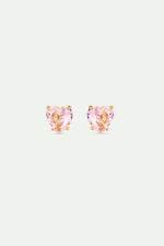 Light Pink Diamantine Heart-Shaped Post Earrings
