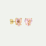 Light Pink Diamantine Heart-Shaped Post Earrings