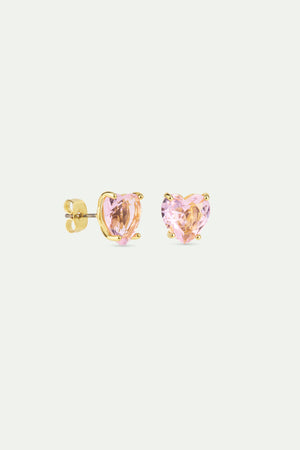 Light Pink Diamantine Heart-Shaped Post Earrings