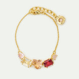 Gradient Pink Diamantine Fine Bracelet with Five Stones
