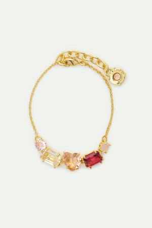 Gradient Pink Diamantine Fine Bracelet with Five Stones