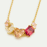 Gradient Pink Diamantine Fine Bracelet with Five Stones