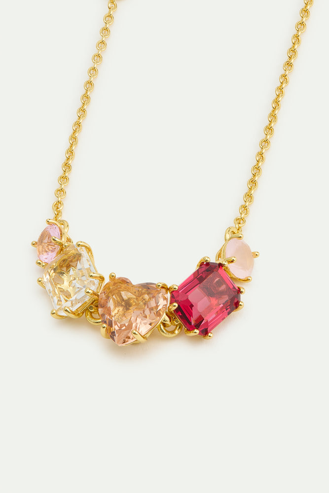 Gradient Pink Diamantine Fine Bracelet with Five Stones
