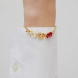 Gradient Pink Diamantine Fine Bracelet with Five Stones