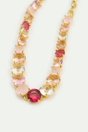 Gradient Pink Diamantine Fine Bracelet with Row of Stones
