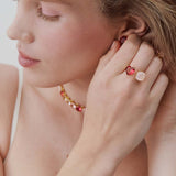 Gradient Pink Diamantine Fine Bracelet with Row of Stones