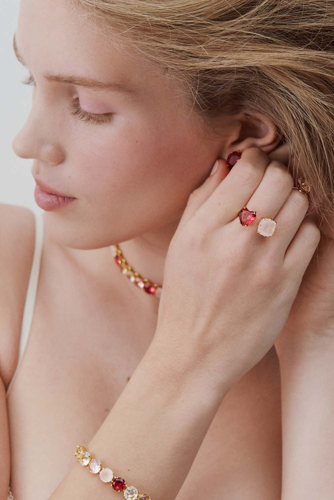 Gradient Pink Diamantine Fine Bracelet with Row of Stones