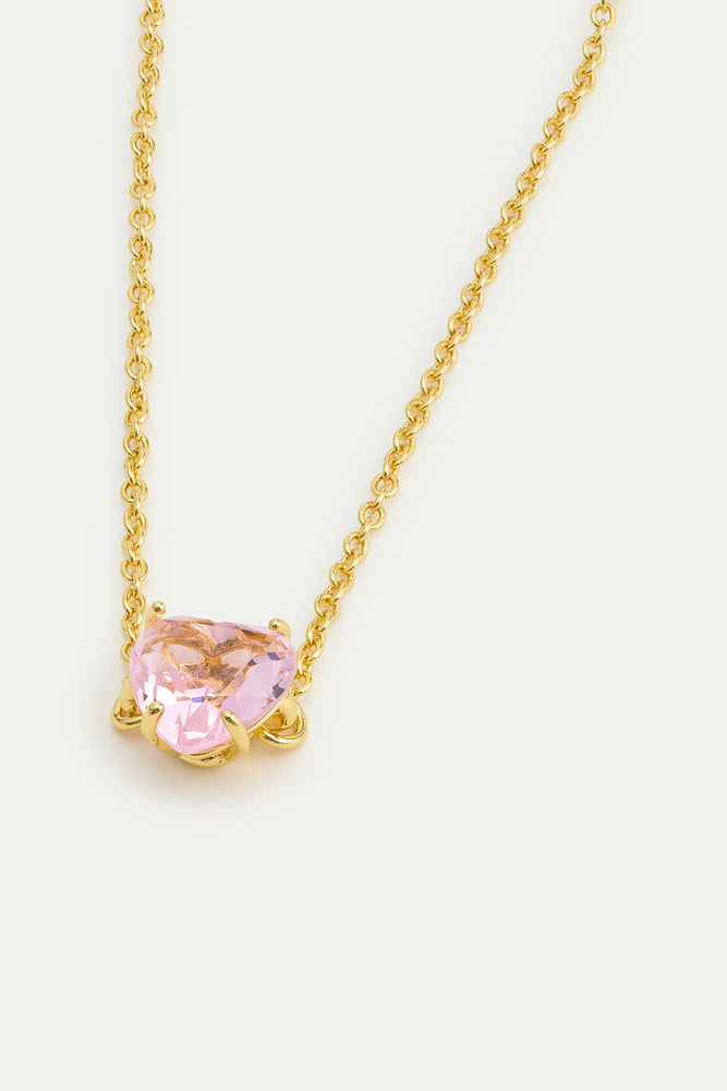 Light Pink Diamantine Fine Bracelet with Heart-Shaped Stone