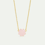 Light Pink Diamantine Fine Necklace with Round Stones