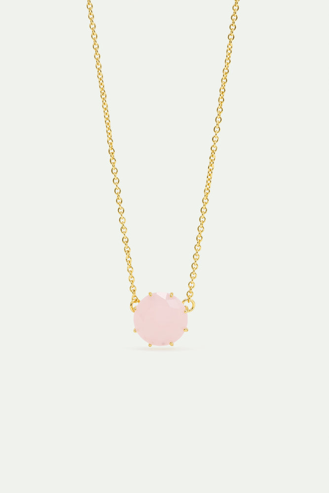 Light Pink Diamantine Fine Necklace with Round Stones