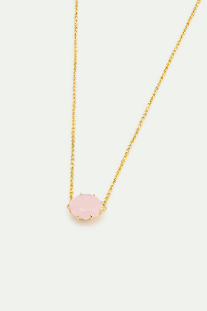 Light Pink Diamantine Fine Necklace with Round Stones