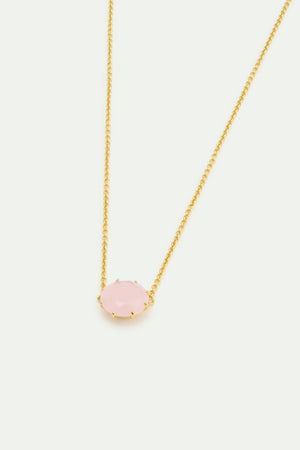 Light Pink Diamantine Fine Necklace with Round Stones