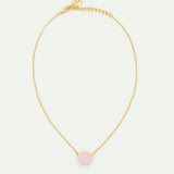Light Pink Diamantine Fine Necklace with Round Stones