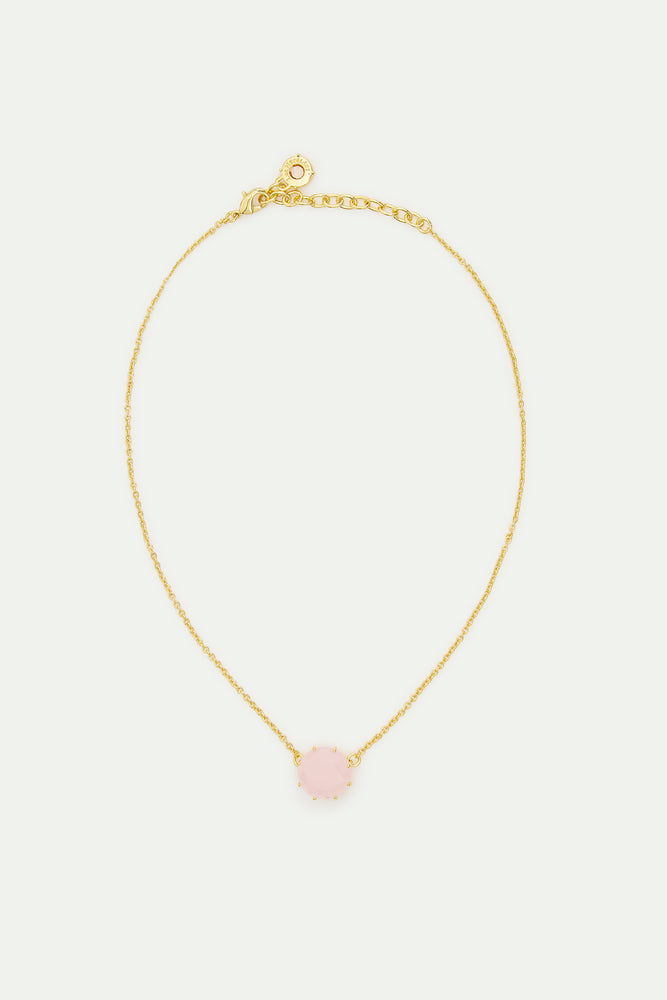 Light Pink Diamantine Fine Necklace with Round Stones