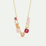 Gradient Pink Diamantine Fine Necklace with 9 Stones