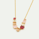 Gradient Pink Diamantine Fine Necklace with 9 Stones