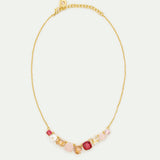 Gradient Pink Diamantine Fine Necklace with 9 Stones