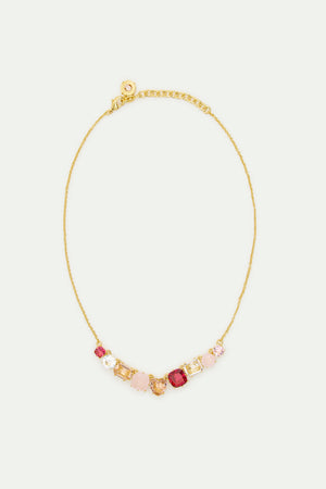 Gradient Pink Diamantine Fine Necklace with 9 Stones