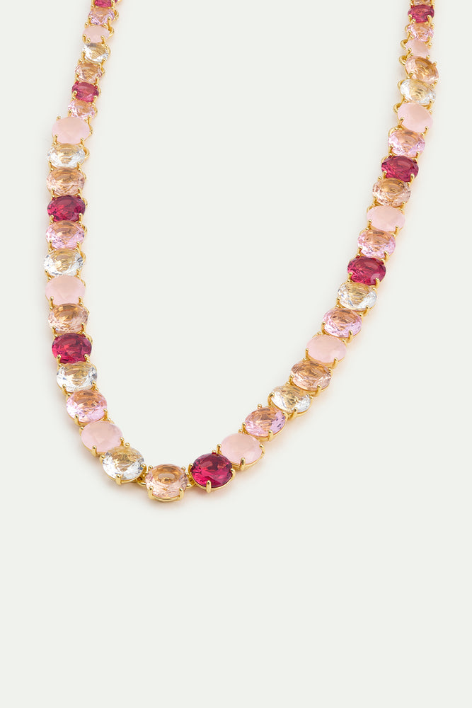 Gradient Pink Diamantine Choker with Round Stones