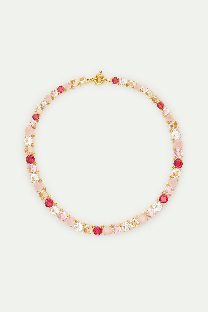 Gradient Pink Diamantine Choker with Round Stones