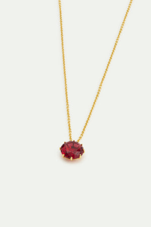 La Diamantine Fine Necklace with Dark Pink Round Stone