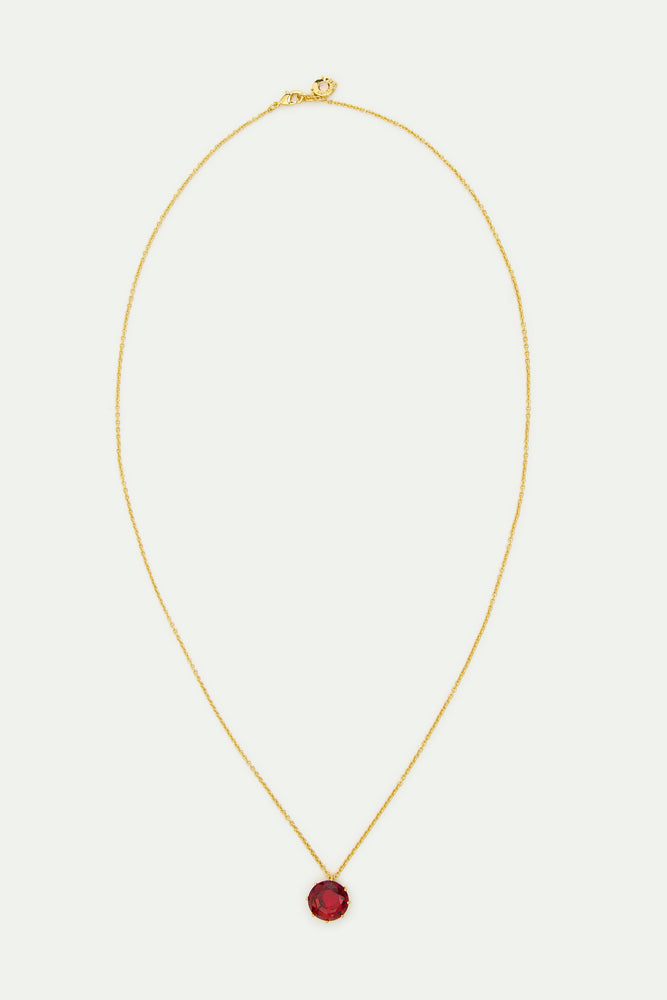 La Diamantine Fine Necklace with Dark Pink Round Stone