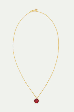 La Diamantine Fine Necklace with Dark Pink Round Stone