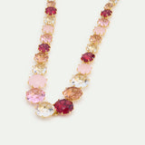 La Diamantine Long Necklace with Round Stones in Shades of Pink
