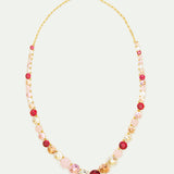 La Diamantine Long Necklace with Round Stones in Shades of Pink