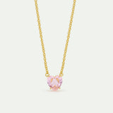 Light Pink Diamantine Fine Necklace with Heart-Shaped Stone