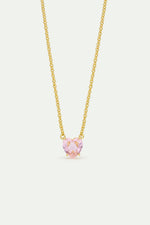 Light Pink Diamantine Fine Necklace with Heart-Shaped Stone