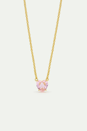 Light Pink Diamantine Fine Necklace with Heart-Shaped Stone